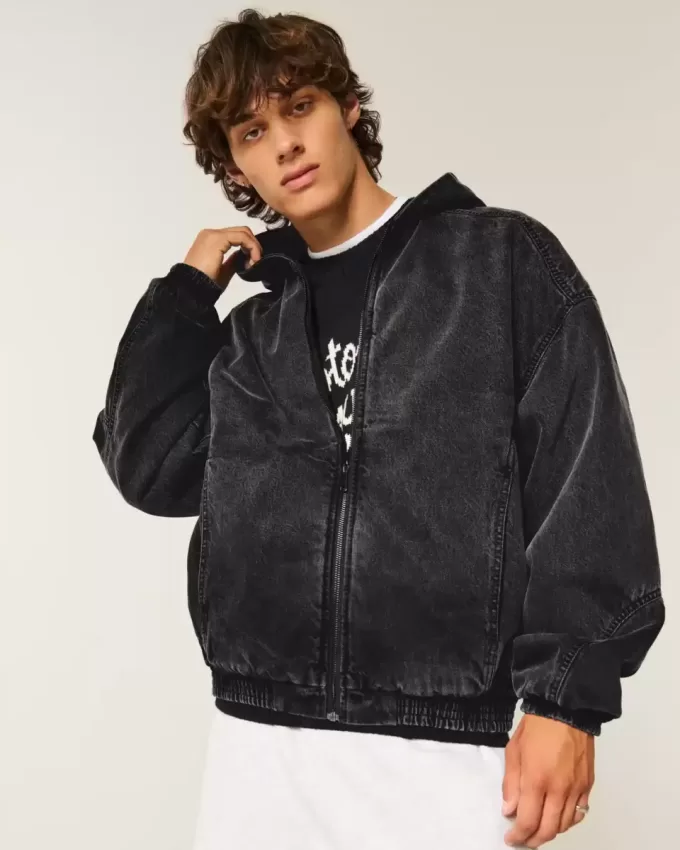 Chaqueta skater vaquera negra lavada Chaqueta skater vaquera negra lavada