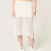 Falda midi de encaje con dobladillo asimétrico Falda midi de encaje con dobladillo asimétrico