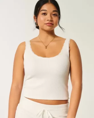 Gilly Hicks – Camiseta sin mangas con ribete de encaje y gofre acogedor