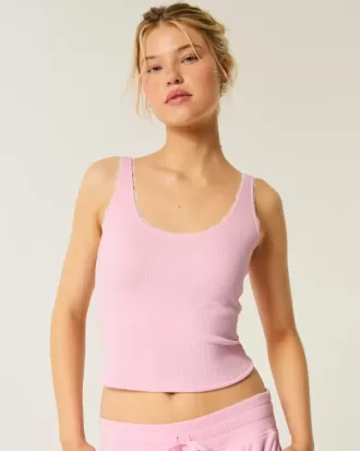Gilly Hicks – Camiseta sin mangas con ribete de encaje y gofre acogedor Gilly Hicks – Camiseta sin mangas con ribete de encaje y gofre acogedor