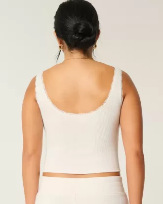 Gilly Hicks – Camiseta sin mangas con ribete de encaje y gofre acogedor
