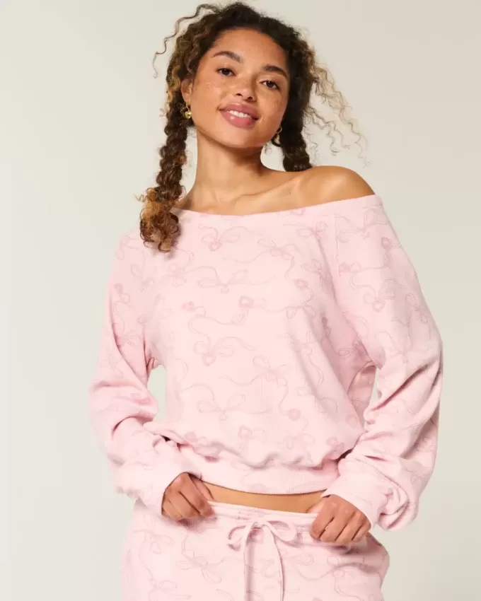 Gilly Hicks Top con hombros descubiertos y diseño de gofre Gilly Hicks Top con hombros descubiertos y diseño de gofre