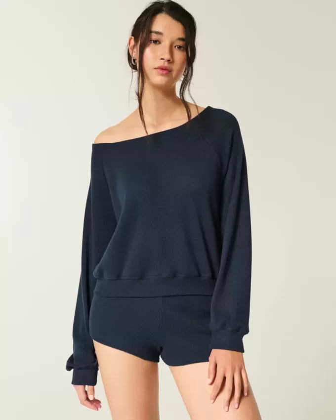 Gilly Hicks Top con hombros descubiertos y diseño de gofre Gilly Hicks Top con hombros descubiertos y diseño de gofre