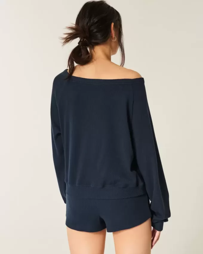 Gilly Hicks Top con hombros descubiertos y diseño de gofre Gilly Hicks Top con hombros descubiertos y diseño de gofre