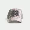 Gorra de camionero con gráfico de números y camuflaje rosa