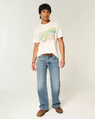 Jeans de corte bota relajados con lavado medio Hermosa
