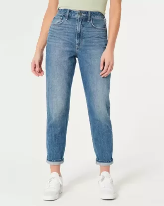 Jeans Mom de tiro ultra alto con lavado oscuro