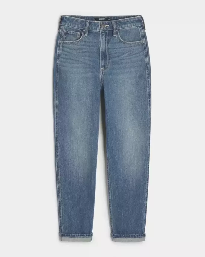 Jeans Mom de tiro ultra alto con lavado oscuro