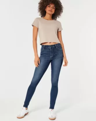 Leggings vaqueros de tiro alto con lavado medio
