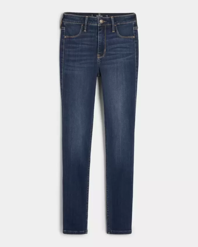 Leggings vaqueros de tiro alto con lavado medio Leggings vaqueros de tiro alto con lavado medio