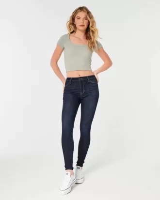 Leggings vaqueros de tiro alto con lavado oscuro