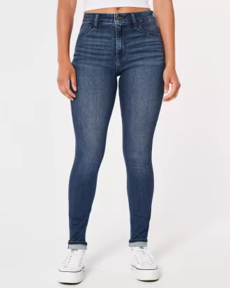 Leggings vaqueros de tiro alto con lavado oscuro