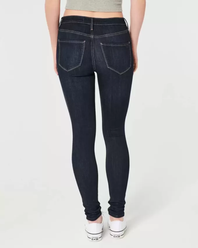 Leggings vaqueros de tiro alto con lavado oscuro Leggings vaqueros de tiro alto con lavado oscuro