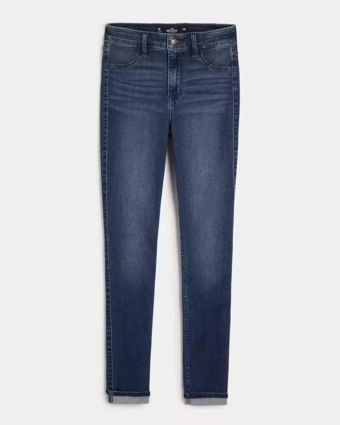 Leggings vaqueros de tiro alto con lavado oscuro Leggings vaqueros de tiro alto con lavado oscuro