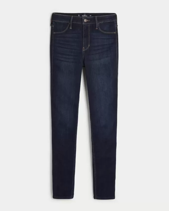 Leggings vaqueros de tiro alto con lavado oscuro Leggings vaqueros de tiro alto con lavado oscuro