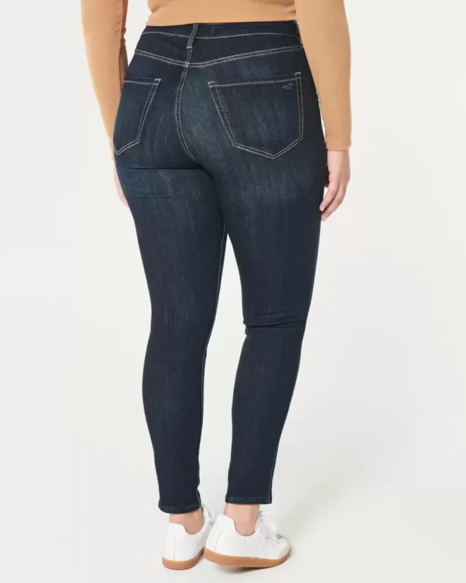 Leggings vaqueros de tiro alto con lavado oscuro y curvas Leggings vaqueros de tiro alto con lavado oscuro y curvas