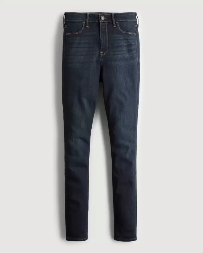 Leggings vaqueros de tiro alto con lavado oscuro y curvas Leggings vaqueros de tiro alto con lavado oscuro y curvas