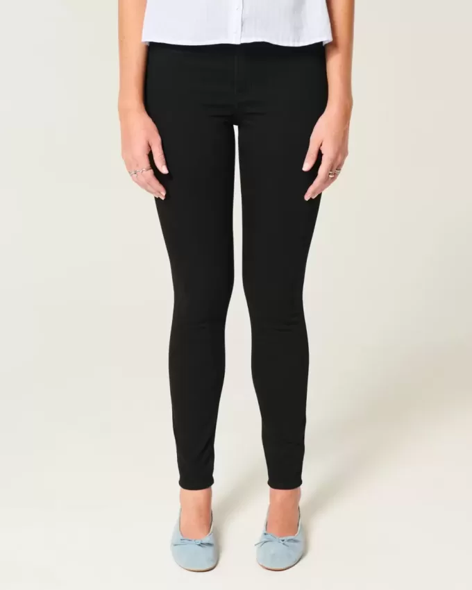 Leggings vaqueros negros de tiro alto Leggings vaqueros negros de tiro alto