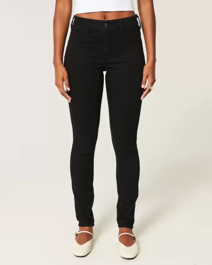 Leggings vaqueros negros de tiro alto Leggings vaqueros negros de tiro alto