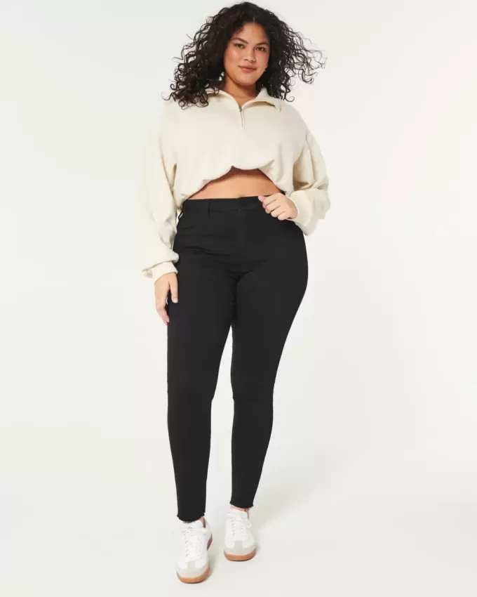 Leggings vaqueros negros de tiro alto con curvas Leggings vaqueros negros de tiro alto con curvas