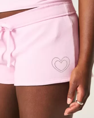 Mini shorts de polar con estampado de corazones