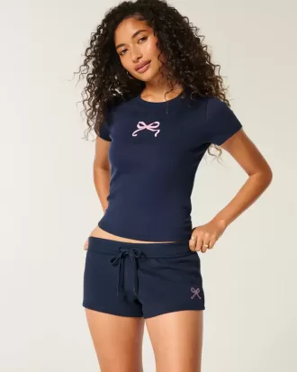 Mini shorts de polar con estampado de lazo