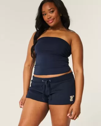 Mini shorts de polar con estampado de oso