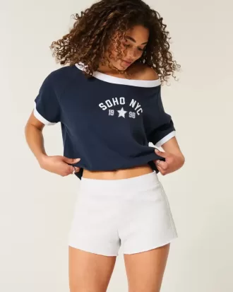 Mini shorts de polar con rayas laterales