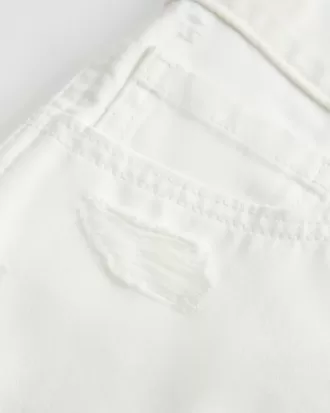 Mini shorts vaqueros blancos desgastados de tiro bajo