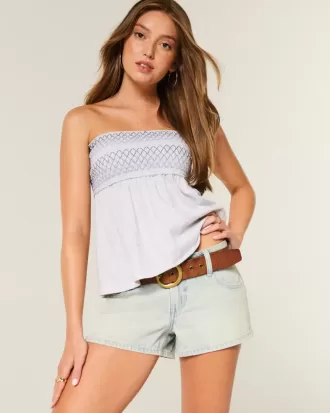 Mini shorts vaqueros de tiro bajo con lavado claro