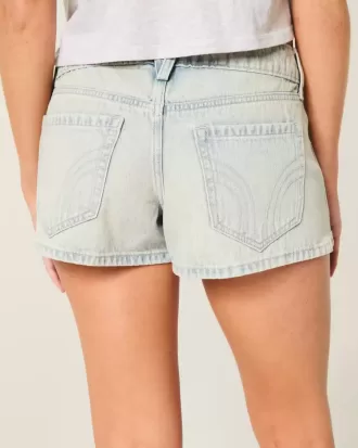 Mini shorts vaqueros de tiro bajo con lavado claro