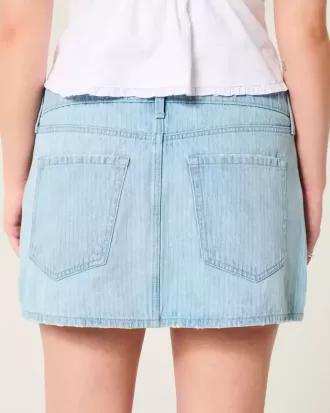 Minifalda vaquera de tiro bajo con rayas de ferrocarril