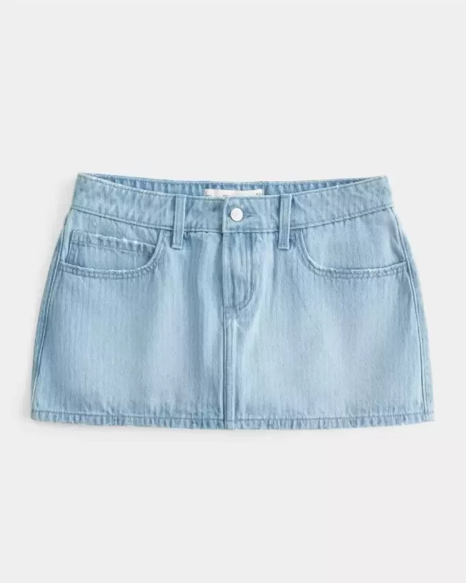 Minifalda vaquera de tiro bajo con rayas de ferrocarril Minifalda vaquera de tiro bajo con rayas de ferrocarril