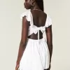 Minivestido con cintura en V y mangas onduladas