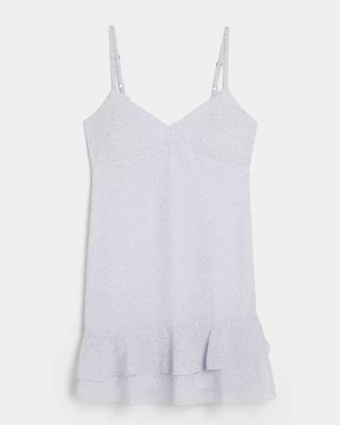 Minivestido de gasa con volantes Minivestido de gasa con volantes
