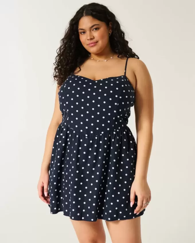 Minivestido de mezcla de lino con espalda abierta Minivestido de mezcla de lino con espalda abierta