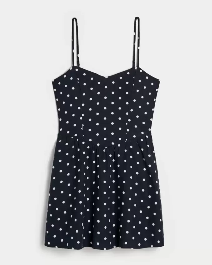 Minivestido de mezcla de lino con espalda abierta Minivestido de mezcla de lino con espalda abierta