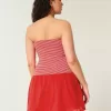 Minivestido de punto con cintura baja y sin tirantes Minivestido de punto con cintura baja y sin tirantes