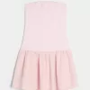 Minivestido de punto con cintura baja y sin tirantes Minivestido de punto con cintura baja y sin tirantes