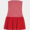 Minivestido de punto con cintura baja y sin tirantes Minivestido de punto con cintura baja y sin tirantes