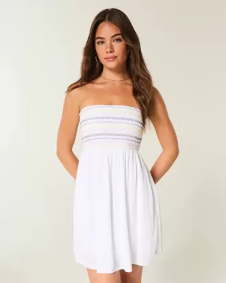 Minivestido fruncido sin tirantes
