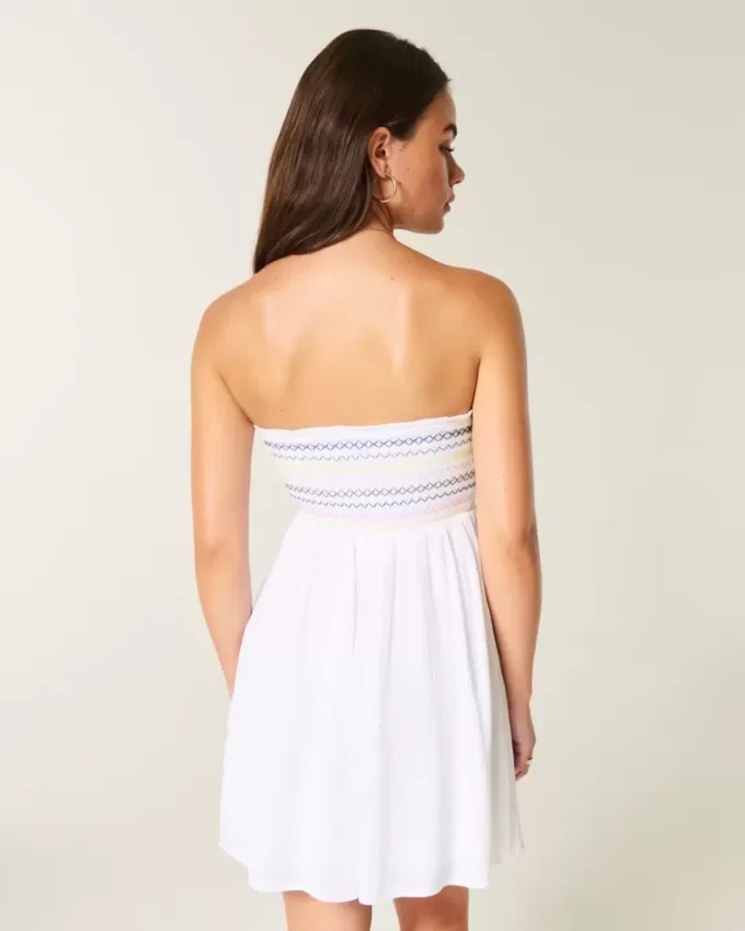 Minivestido fruncido sin tirantes Minivestido fruncido sin tirantes