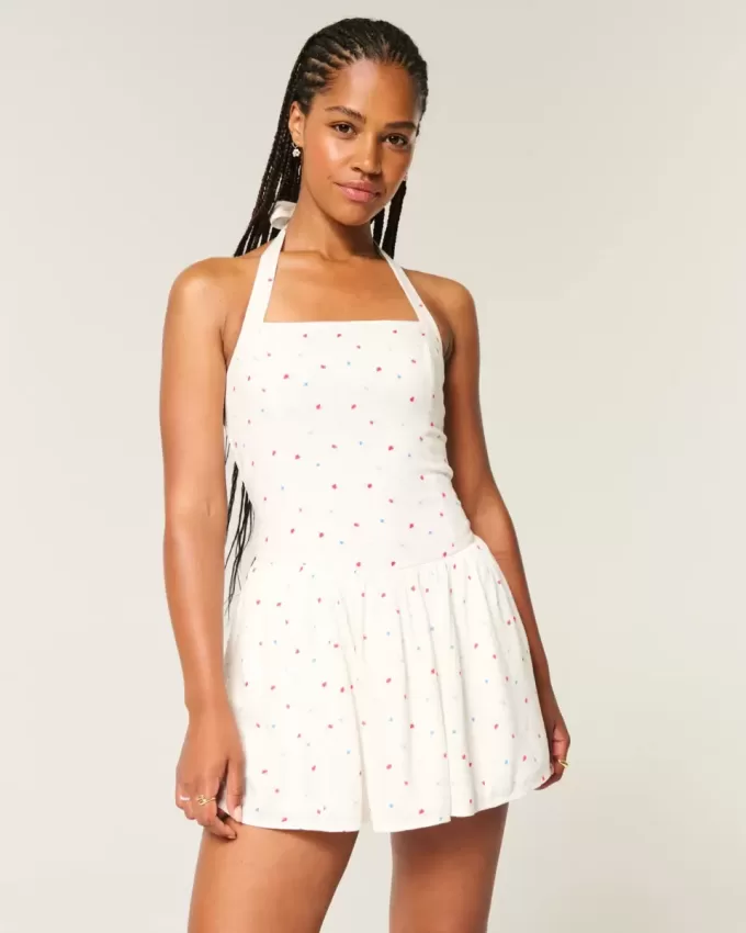 Minivestido halter con cintura baja