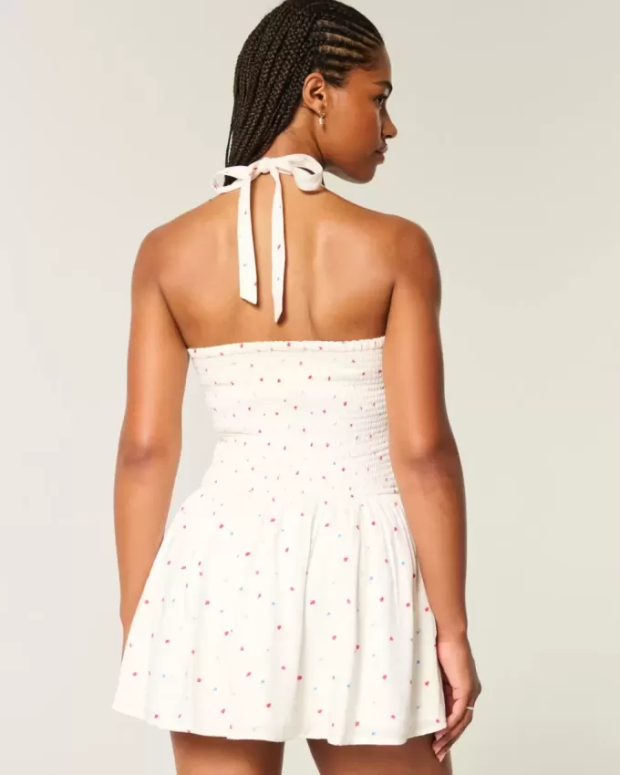 Minivestido halter con cintura baja