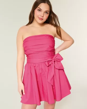 Minivestido sin tirantes con lazo