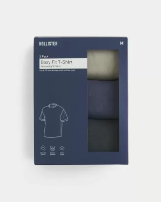 Pack de 3 camisetas lavadas de cuello redondo de corte cuadrado y peso pesado