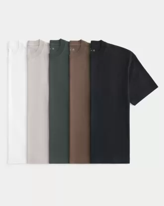 Pack de 5 camisetas de algodón de peso pesado y corte cuadrado
