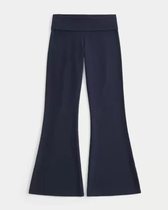 Pantalones acampanados con cintura plegable y estampado gráfico Aloha