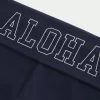 Pantalones acampanados con cintura plegable y estampado gráfico Aloha