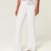 Pantalones acampanados con cintura plegable y gráfico de números